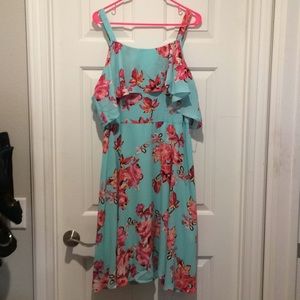 Teal floral dress